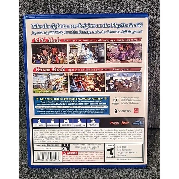 PS4 Granblue Fantasy: Versus (Sony PlayStation 4 No Manual 2020 Tested - Picture 2 of 4